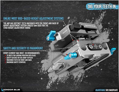 كوندور الأزرق | 501 لوحة قابلة للتعديل (501 QR) | قفل ارتفاع لوحة قابلة للتعديل ، أداة سداسية 4 مم مدمجة ، و ARRI النمط المشبك توابل | الفضاء الرمادي in Kuwait