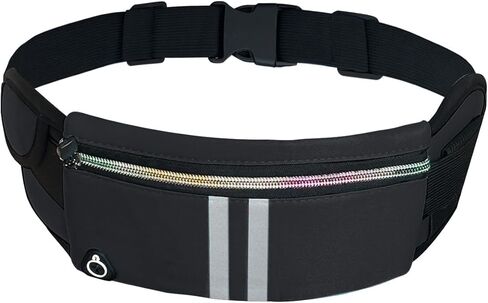 حامل الهاتف للجري، حقيبة الخصر، حزام الركض العاكس، حزام الجيب، متوافق مع iPhone للمشي لمسافات طويلة وركوب الدراجات (أسود) in Kuwait