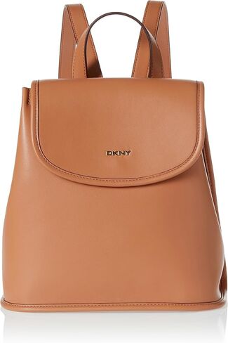 DKNY شنطة ظهر كبيرة بغطاء قلاب من الجلد للنساء من بروك، اسود/ذهبي، مقاس واحد، اسود/ذهبي، مقاس واحد، شنطة ظهر كبيرة بغطاء قلاب in Kuwait