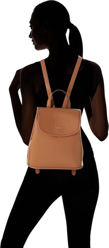 DKNY شنطة ظهر كبيرة بغطاء قلاب من الجلد للنساء من بروك، اسود/ذهبي، مقاس واحد، اسود/ذهبي، مقاس واحد، شنطة ظهر كبيرة بغطاء قلاب in Kuwait