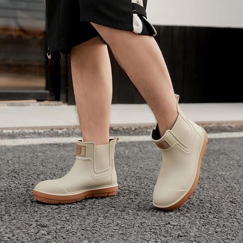 HSBDNZQ Deck Rain Boots الرجال ، أحذية مطاطية مقاومة للماء ، وأحذية مائية خفيفة الوزن للانزلاق للجنسين ، أحذية حديقة تشيلسي الأصلية ، أحذية صيد متينة في الهواء الطلق ، حوار عمل الطين in Kuwait