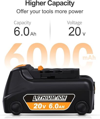 2pack استبدال بطارية DeWalt 20V 6000mAh ، متوافق مع بطارية 20 فولت DCB200 DCB204 DCB206 DCD/DCF/DCG/DCS بطاريات أدوات الطاقة اللاسلكية مع مؤشر LED in Kuwait