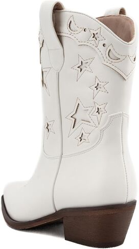 Karonairy Western Star Cowboy Booties للنساء الجوارب رعاة البقر المطرزة سحب على كعب منخفض in Kuwait
