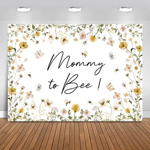 Mocsicka Mommy To Bee Backdrop Honey Combs Floral Baby Shower Decorations Boy Girl Baby Shower Decorations Banner Photo Studio Props (7x5ft) in Kuwait