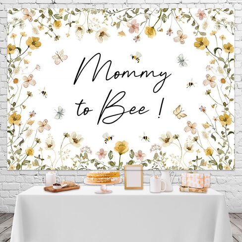 Mocsicka Mommy To Bee Backdrop Honey Combs Floral Baby Shower Decorations Boy Girl Baby Shower Decorations Banner Photo Studio Props (7x5ft) in Kuwait