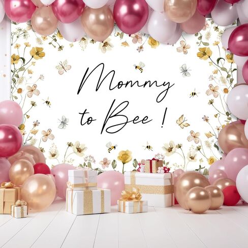 Mocsicka Mommy To Bee Backdrop Honey Combs Floral Baby Shower Decorations Boy Girl Baby Shower Decorations Banner Photo Studio Props (7x5ft) in Kuwait