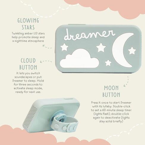 Dreamer Sound Machine - Portable Sleep Aid with Sleep-Promoting Frequencies, Baby Night Light & Custom Soundscapes for Babies & Kids - Sage in Saudi Arabia