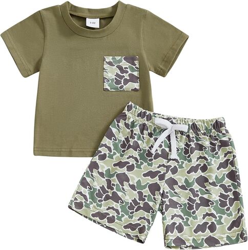 Madjtlqy Toddler Baby Boy Summer Clothes Short Sleeve T Shirt Top Casual Shorts Set Cute Infant Boys Shorts Set in Saudi Arabia