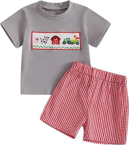 Madjtlqy Toddler Baby Boy Summer Clothes Short Sleeve T Shirt Top Casual Shorts Set Cute Infant Boys Shorts Set in Saudi Arabia