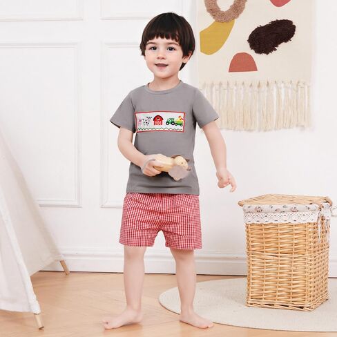 Madjtlqy Toddler Baby Boy Summer Clothes Short Sleeve T Shirt Top Casual Shorts Set Cute Infant Boys Shorts Set in Saudi Arabia