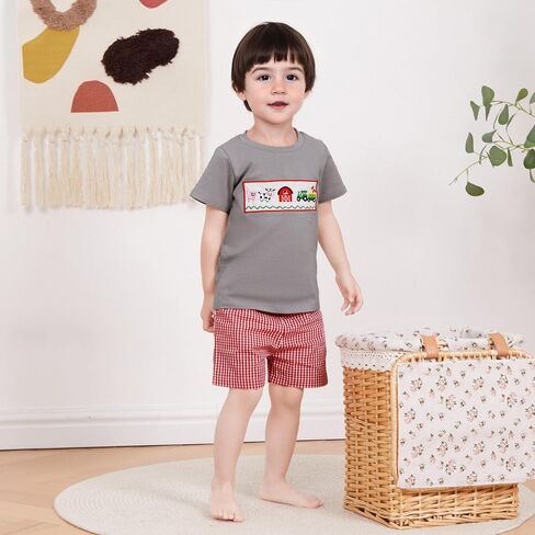 Madjtlqy Toddler Baby Boy Summer Clothes Short Sleeve T Shirt Top Casual Shorts Set Cute Infant Boys Shorts Set in Saudi Arabia