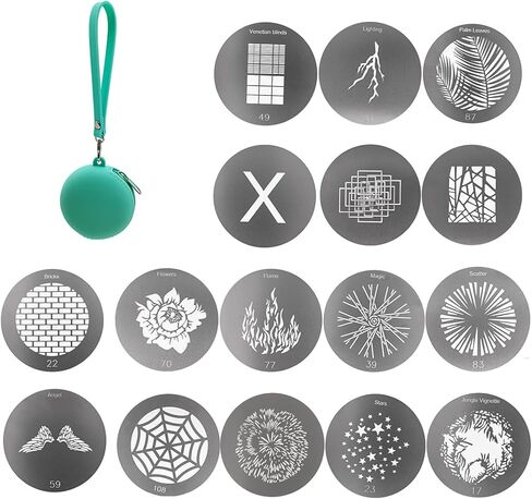 16Pcs Round Gobos Kit for Optical Snoot,66mm/2.6in Metal Plate Patterns for Spotlight Attachment in Saudi Arabia
