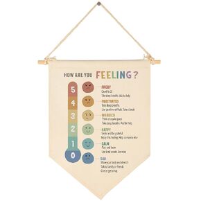How Are You Feeling-Educational-Wall Decor Gifts for Baby Boys Girls Kids-Canvas Hanging Flag Pennant Banner Wall Decor Gift for Classroom Nursery Homeschool Baby Room Playroom Reading Room Bedroom