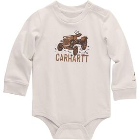 Carhartt Kid's CA6567 Long-Sleeve Tractor Bodysuit - Boys - 12 Months - Malt