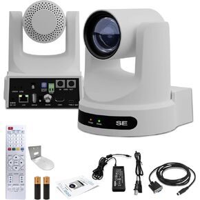 PTZOptics Move SE SDI/HDMI/USB/IP PTZ Camera with 20x Optical Zoom (White) (PT20X-SE-WH-G3) + Universal Wall Mount (White)