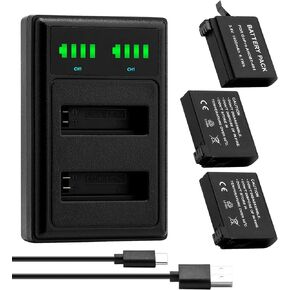 3-Pack AHDBT-401 AHDBT401 AHBBP-401 Digital Battery and AHDBT 401 Dual USB Charger for GoPro Hero4 HERO4 Camera