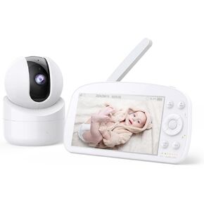Baby Monitor with Camera and Audio, 5.5" 720P Baby Monitor No WiFi Infrared Night Vision with VOX Mode Pan- Tilt - Zoom Camera, 900ft Range, 5000mAh Rechargeable Battery