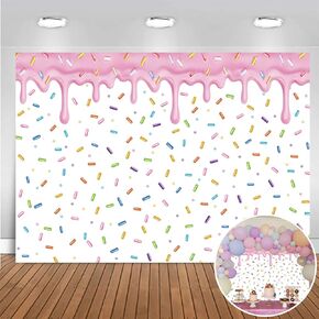 Donut Backdrop Bright Colorful Confetti Sprinkle Donut Grow Up Photography Background for Donut Theme Sweet One Birthday Baby Shower Party Decorations Banner (70x40 inch (6x4FT))