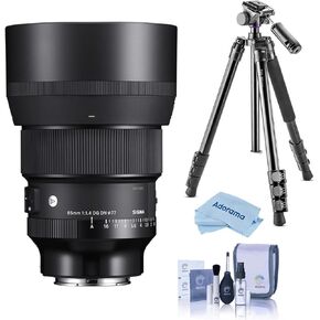 Sigma 85mm f/1.4 DG DN Art Lens for Sony E, Bundle with Tripod Kit, Cleaning Kit, Cloth