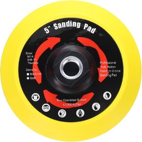 uxcell 5 Inch Hook and Loop Backing Sanding Pads with 5/8"-11 Thread for Diamond Sanding Finishing Polishing Buffing Pads, Yellow + Black 1pcs