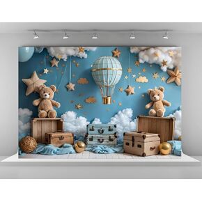 Kate 7x5ft Sweet 1st Birthday Party Backdrops for Photography Hot Air Balloon Background Toy Bear Cloud Backgrounds Baby Birthday Party Cake Smash Studio Backdrop