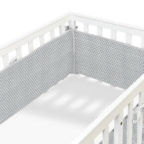 4 Sides Mesh Liner for Life Size Cribs,Covers-Long Pieces (111in x 11in), Short Pieces(82in x11in) (Gray-Light)
