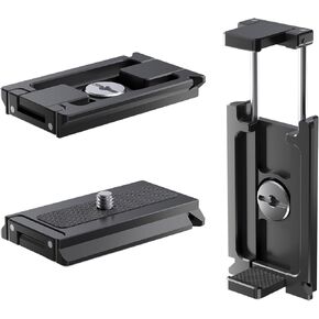 Freewell Arca-Compatible Quick Release Plate with Built-in Smartphone Holder – Secure Mounting for Cameras, Tripods, and Mobile Devices