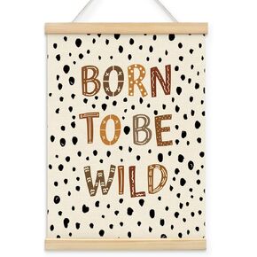 BIWSHA Born to Be Wild Poster Hanger Frame 12x16 Inch, Kids Room Wall Prints Decor, Boys Room Wall Decor, Kids Play Room Must Haves, Polka Wall Hanging Printed on Linen with Wood Frames