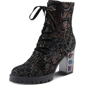 Spring Step L'Artiste Solay-Delsol Women's Combat Glam Bootie - Unique Blend, Sturdy Heel, All-Day Comfort