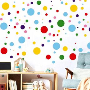 312 Pieces Polka Dots Wall Sticker Colorful Round Wall Decals for Kids Boys Girls Bedroom, Playroom, Living Room and Nursery Room (9 Sizes, 6 Colors)… (A)