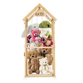 Stuffed Animal Storage Kids Plush Toy Holder Corner Large Stuff Animal Organizer Plushies Storage Creative Zoo Display Wooden Stuffy Storage Cage for Nursery Play Room Bedroom (59 inches in Length)