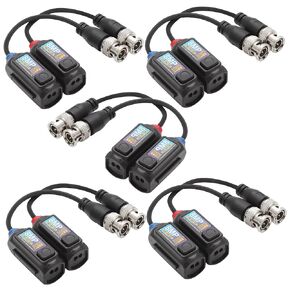 EVERSECU 5 Pairs 8MP/4K Passive HD BNC Video Balun Via UTP RJ45 Cable, Pat Press Type Terminal on top, Clasp Aside, Support HDCVI/TVI/AHD/CVBS Camera/DVR with Power Over Coaxial