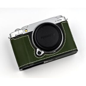 Handmade Genuine Leather Camera Half Case for Fujifilm X-M5/Fujifilm X-M5 Camera Case/Fujifilm X-M5 Case - Top Layer Cowhide Body + Metal Base Plate (Jet Black)