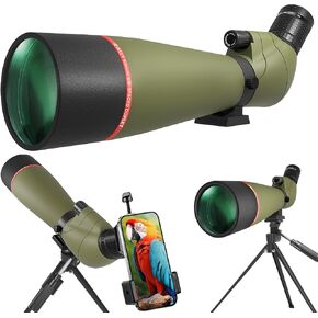 20-60x80 Spotting Scopes for Bird Watching, BAK4 Waterproof Spotting Scope for Target Shooting Wildlife Viewing Hiking Camping, HD Spotter Scope with Tripod Smartphone Holder and Carrying Bag
