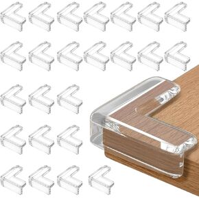 24 Pack Corner Protector for Baby,Baby Proof Corners and Edges,Clear Furniture Corner Guards & Edge Safety Bumpers for Table Edges & Sharp Corners, Clear Table Corner Covers (L- Shaped)