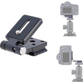 Fotga Universal Foldable L Bracket Vertical Horizontal Camera Quick Release Plate for DSLR Camera Mirrorless Gimbal 1/4" 3/8" Arca Swiss Mount Tripod Monopod,90° One-Hand Press Adjustment
