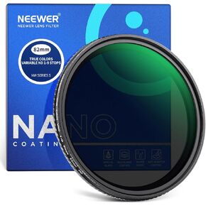 NEEWER 82mm True Colors Variable ND2-ND400 Filter, Hard Stops Adjustable Neutral Density VND Filter with Multi Coated HD Optical Glass/Aluminum Frame/Water Repellent/Scratch Resistant