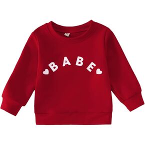Toddler Baby Girl Valentines Day Outfit Love Babe Letter Long Sleeve Sweatshirts Crewneck Cute Winter Shirt Top in Kuwait