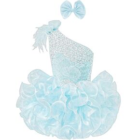 Toddler Girls' Ruffles Crystal Cupcake Pageant Dresses Short Princess Birthday Party Tutu Ball Gowns PT034