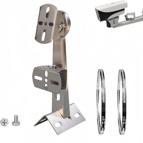 10“ Security Camera Corner Pole Mounting Bracket, Stainless Steel Wall Corner Mount Column Mounting Camera Bracket Double Mount Adapter for Surveillance Camera, with 2xΦ10cm Loops
