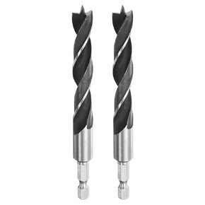 HARFINGTON 2pcs Brad Point Drill Bits Set 1/2" Dia High Carbon Steel Spiral Wood Twist Drill Bits with 1/4" Hex Shank for Drilling Softwood Hardwood Composite Wood MDF Plywood Particleboard