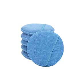 6PCS Microfiber car Wax pad -5 inch car Wax applicator with Finger Bag - polishing and Detail polishing Foam pad for car Cleaning and fine polishing