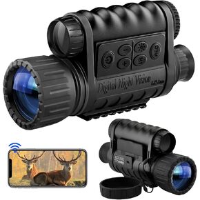 True WiFi Night Vision Monocular Support Smartphone iOS/Android 32G Super HD in Full Darkness Clearly Infrared Camera Telescope 12MP Photo Video Night Watching 5X Digital Zoom Night Vision Binocular