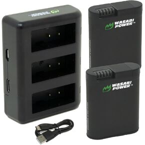 Wasabi Power HERO13 Battery (2-Pack) and Triple USB Charger Replacement for GoPro Hero 13 Black