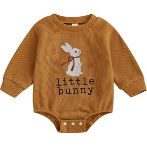 Easter Baby Girl Boy Outfit Honey Bunny Waffle Bodysuit Rabbit Bubble Romper Cute One Piece Spring Outfit