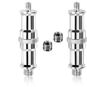 SPEEDWOX 2 Pieces Metal Male Convertor Threaded Screw Adapter Standard 1/4 to 3/8 inch Spigot Stud Light Stand Adapter Set with 2 Pcs 1/4" Female to 3/8" Male Screws Adapter Nut