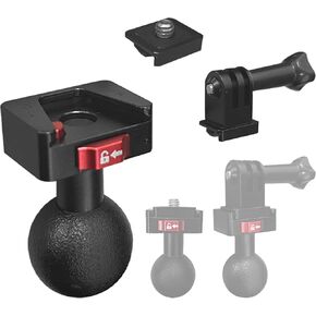 1" Ball Mount Adapter for Insta360 OneX4,X3,X2,X,One R,RS,GO 2, Go Pro Hero with Quick Release Base,Compatible with RAM Ball Head Mounts B Size Double Socket Arm