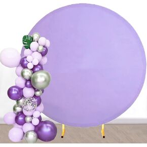 Lavender Round Backdrop Cover 7.2 FT Spandex Round Arch Cover Fitted Stretch Wedding Arch Backdrop Cover for Baby Shower Bridal Shower Birthday Party Gender Reveal Backdrop Decoration