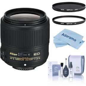 Nikon 35mm f/1.8G AF-S ED NIKKOR Lens, Black, Bundle with Hoya 58mm UV and CPL Filters