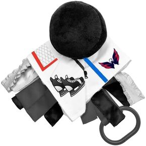 The Learning Lovey Washington Capitals Baby Tag Toy - NHL Hockey Baby Sensory Crinkle Toys - Soft & Safe - Ideal Baby Stroller Toy - BPA Free w/Stroller Clip (10" x 10" Tag Toy)